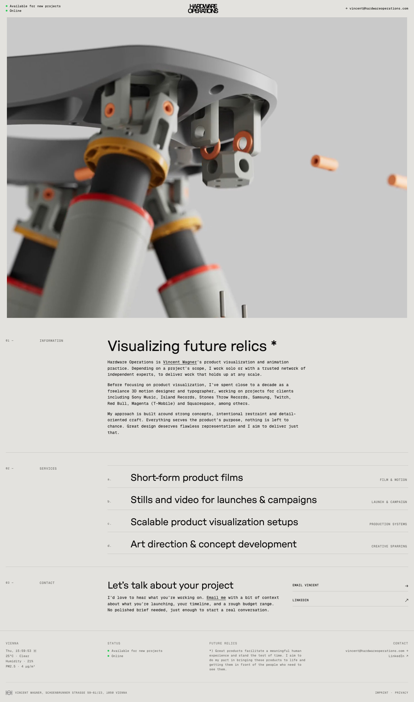 Hardware Operations — Product Visualization & Animation - full page scroll