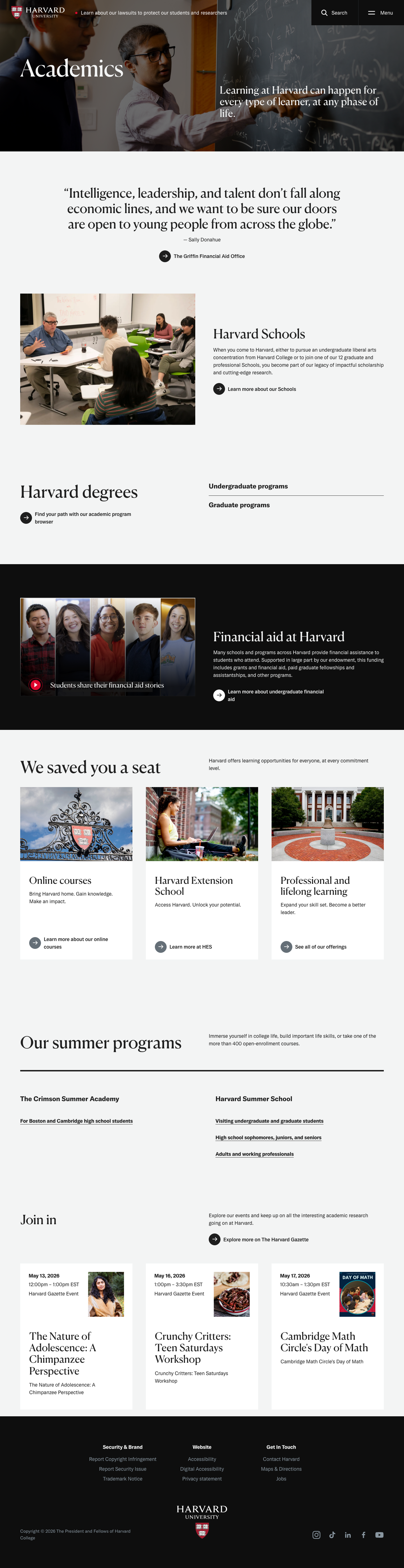 Harvard Edu - full page scroll