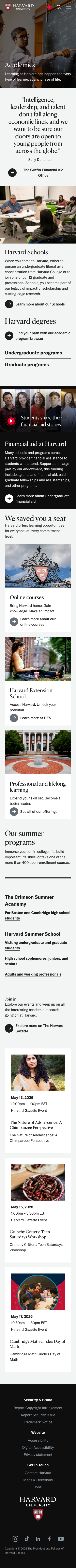 Harvard Edu - mobile full page