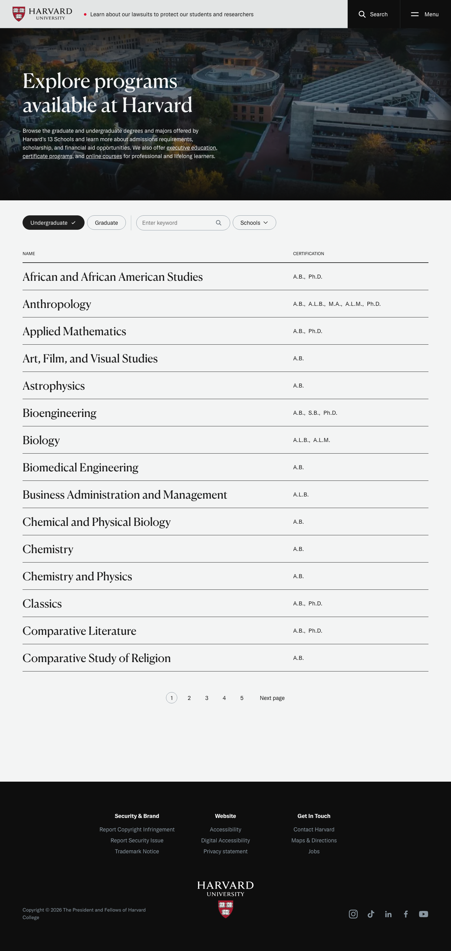Harvard Edu - full page scroll