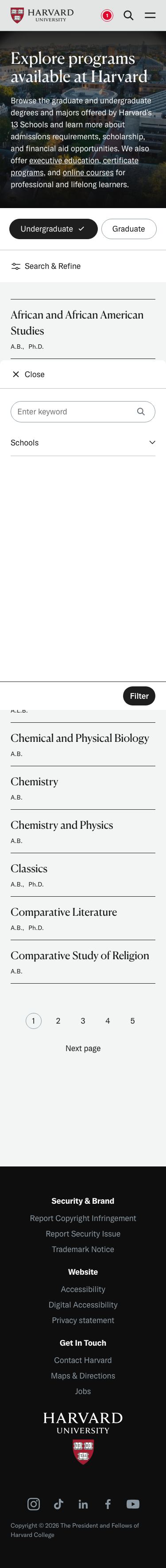 Harvard Edu - mobile full page