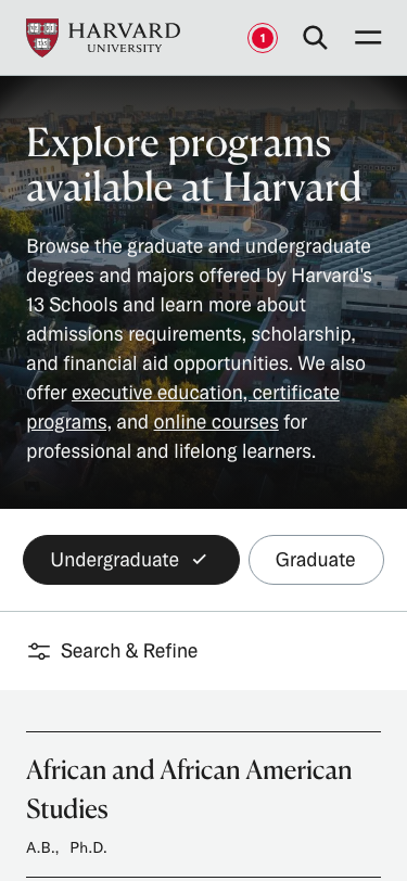 Harvard Edu - mobile