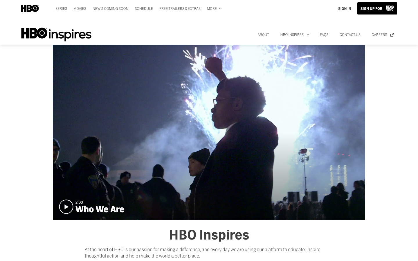 The page uses a striking image as a full-viewport hero, immediately establishing a mood of sophisticated drama. Text is layered over the image, creating a sense of intrigue and highlighting the show's premise. The overall feel is polished and cinematic. · tv show promotion, dark comedy, HBO series, full screen hero, cinematic design, drama promotion, series landing page, dark mode, editorial design