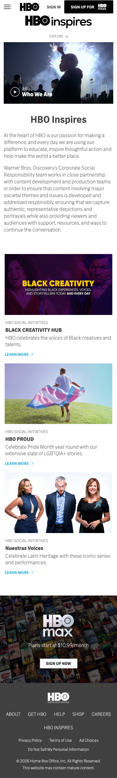 Hbo - mobile full page