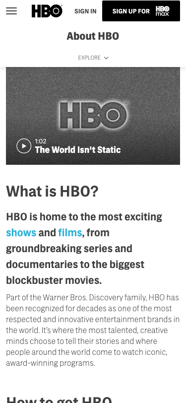 Hbo — About - mobile