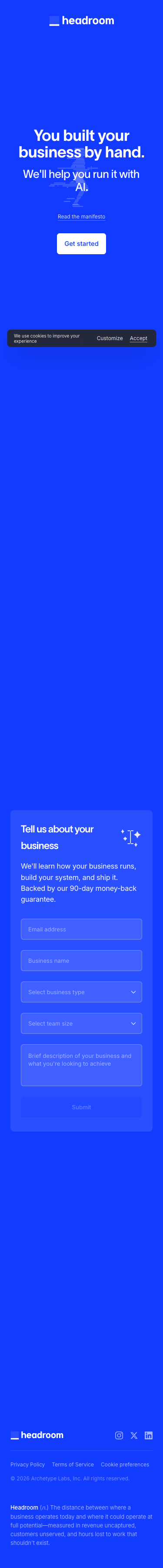 Headroom | The Small Business Operating System For AI - mobile full page