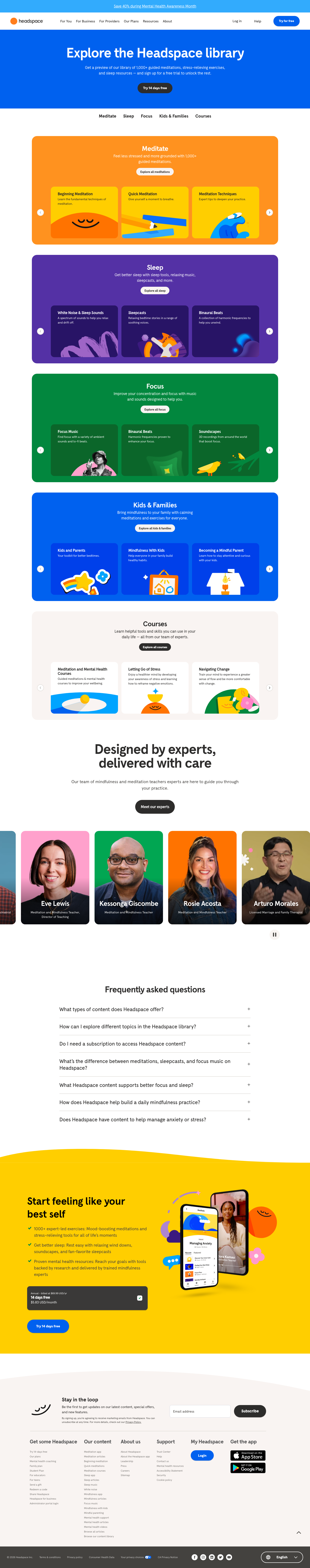 Headspace - full page scroll