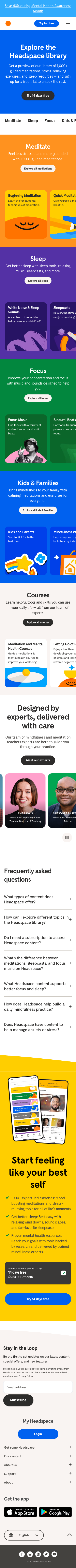 Headspace - mobile full page
