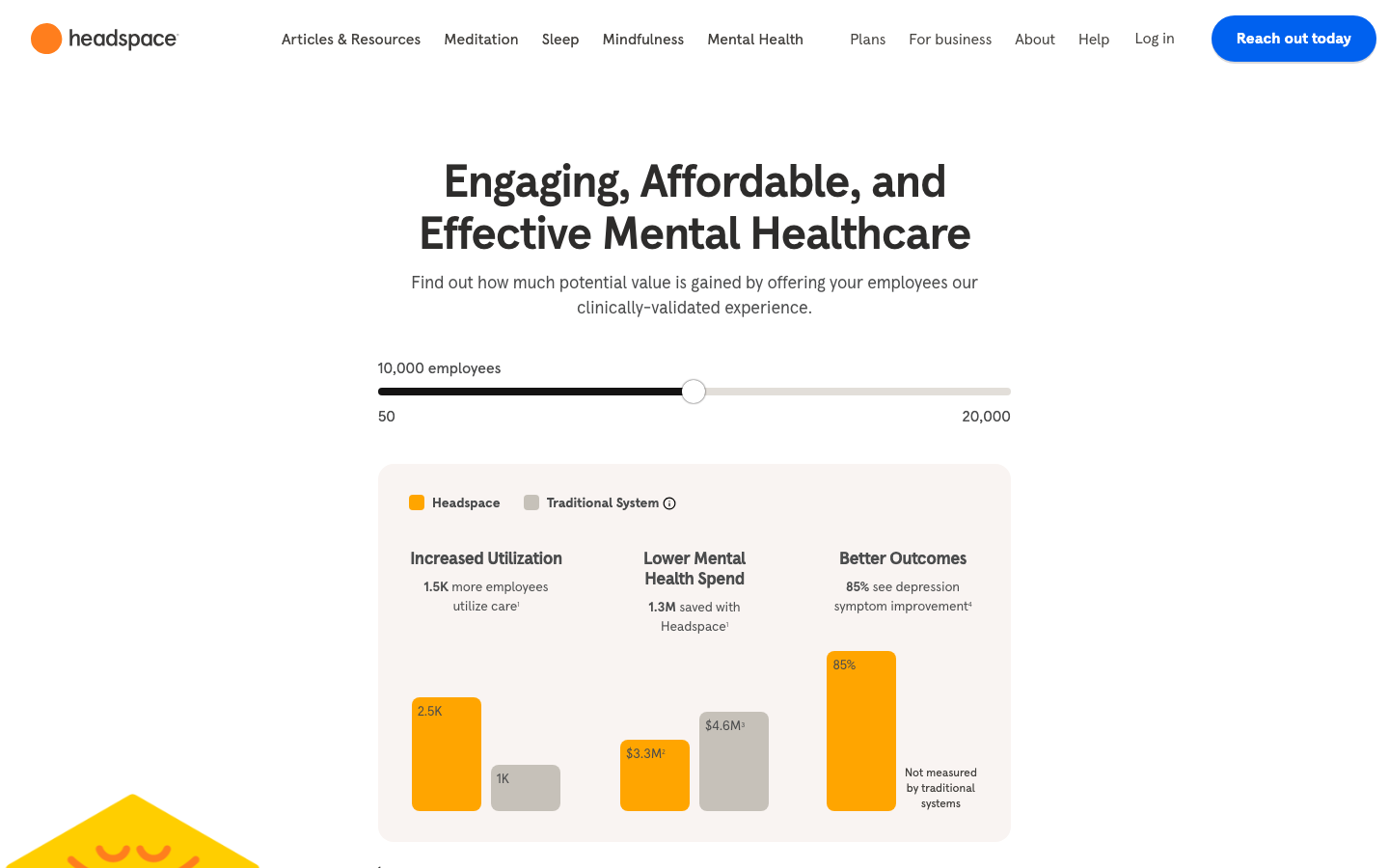 The layout uses a clean bento grid to showcase key features, employing soft pastel hues and rounded shapes. The overall feel is approachable and gentle, prioritizing clarity and ease of navigation. · meditation app, mental wellness, mindfulness, therapy, headspace, calm interface, pastel design, health app