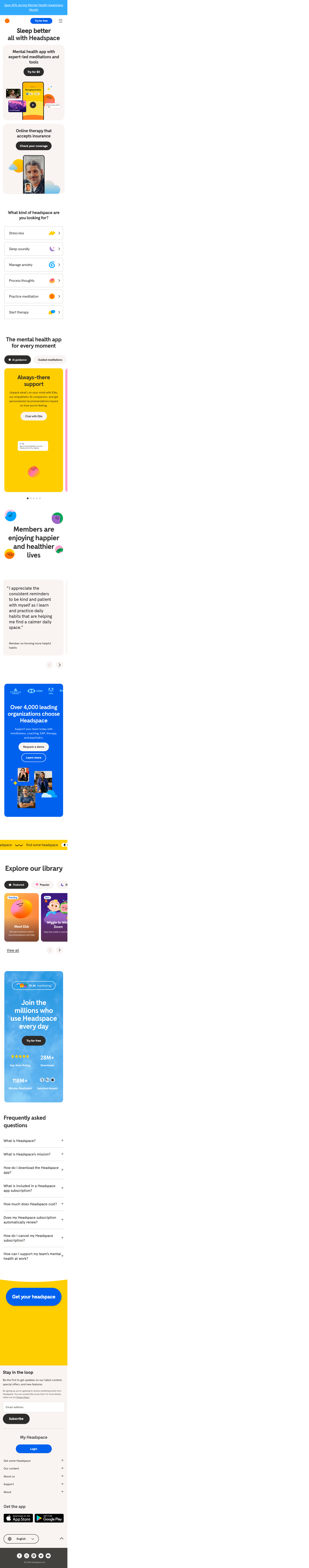 Headspace - mobile full page