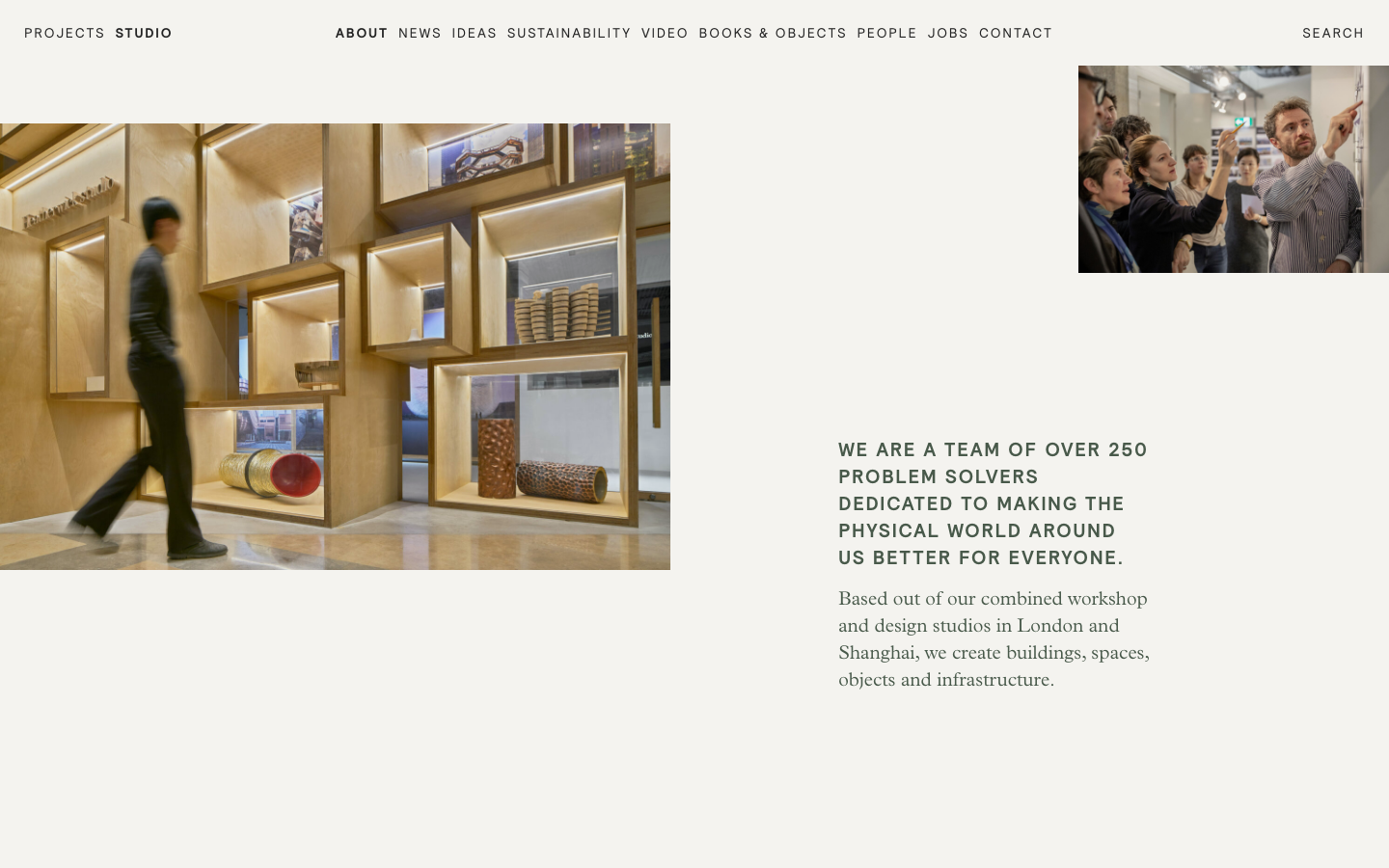 The page uses a clean, airy aesthetic with a focus on expansive photography and subtle typography. The layout is modular, presenting distinct sections within a larger, organic structure. It feels like a curated presentation of a complex, human-centered project. · architecture portfolio, sustainable design, urban planning, landscape architecture, modern city, eco-friendly design, architectural visualization, heatherwick projects, biophilic design, cityscape