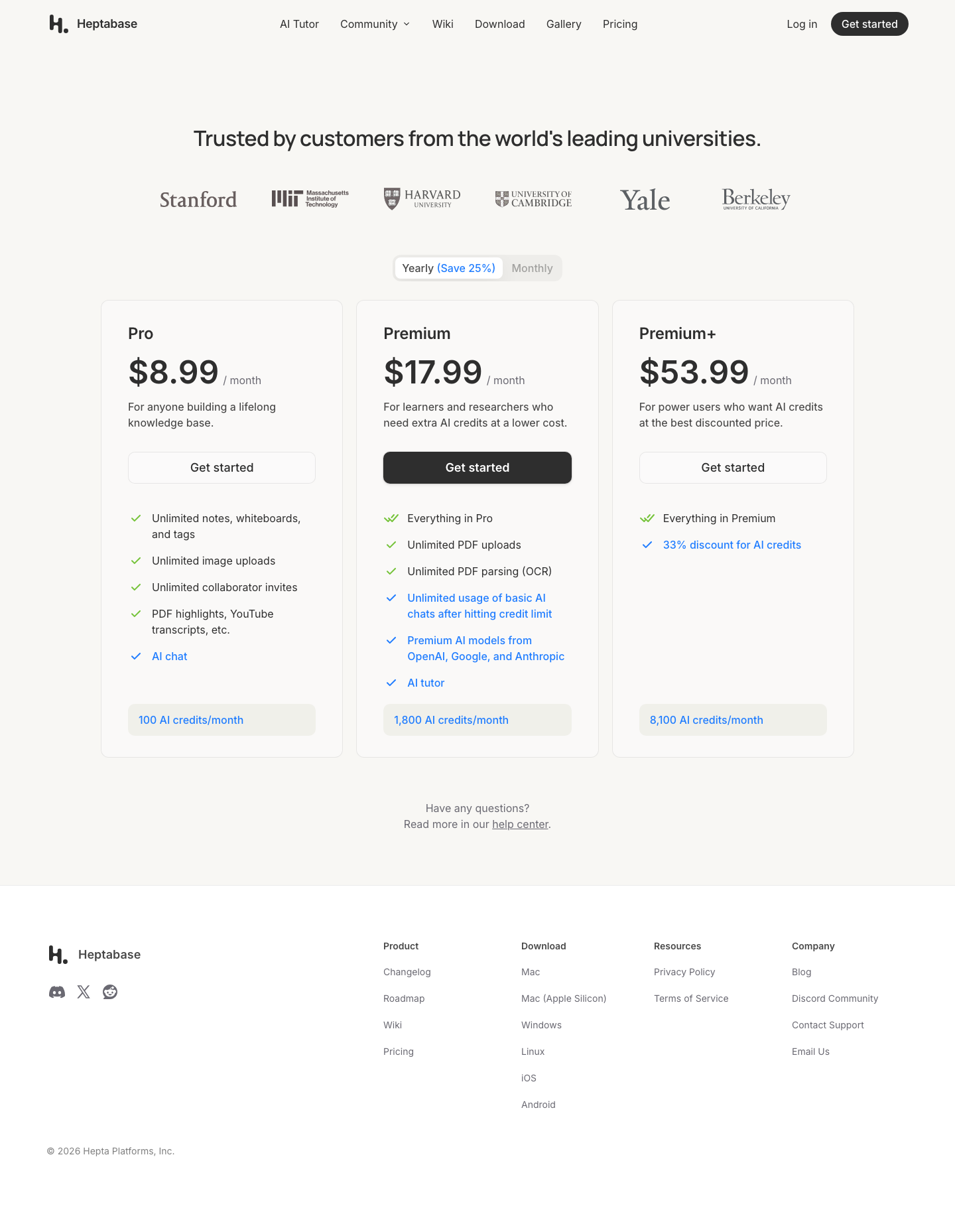 Heptabase — Pricing - full page scroll