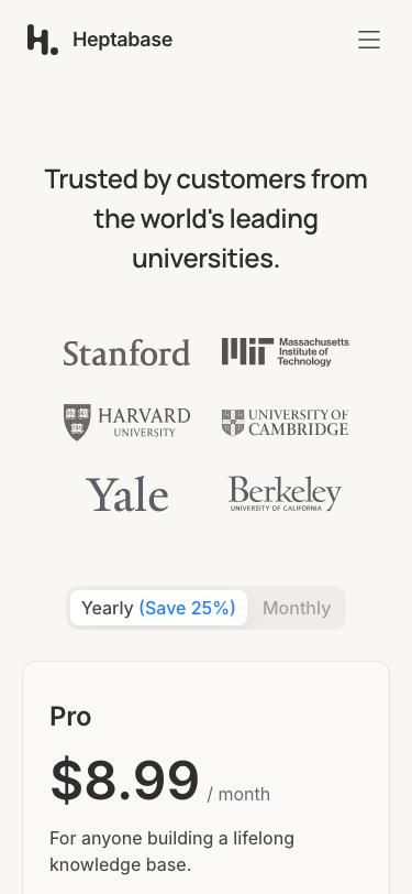 Heptabase — Pricing - mobile