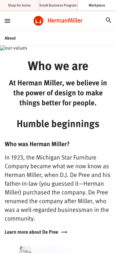 Hermanmiller — About - mobile