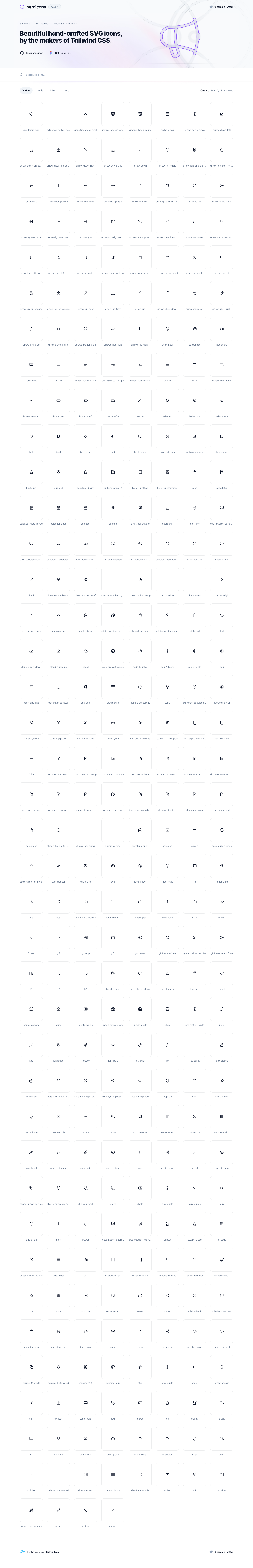 Heroicons - full page scroll