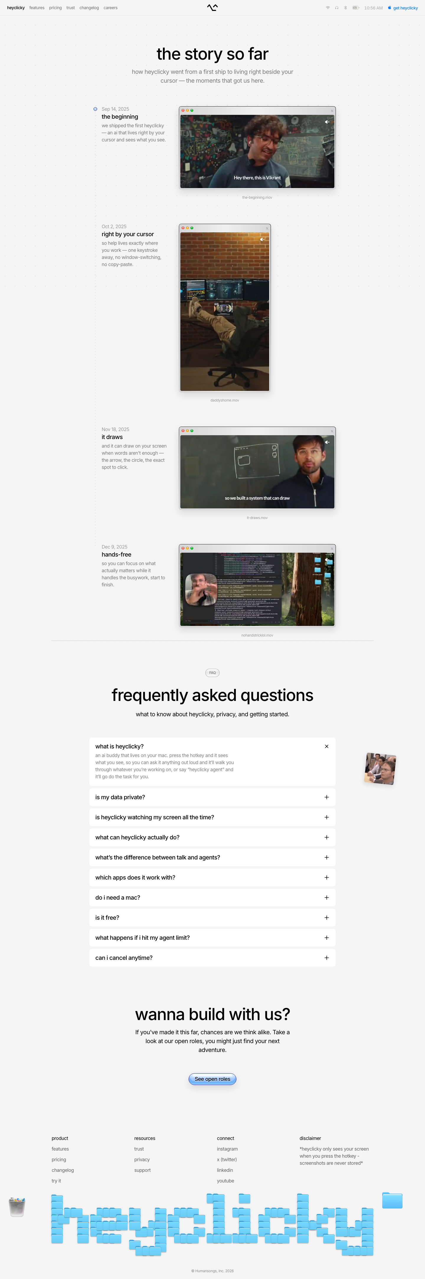 HeyClicky · About - full page scroll