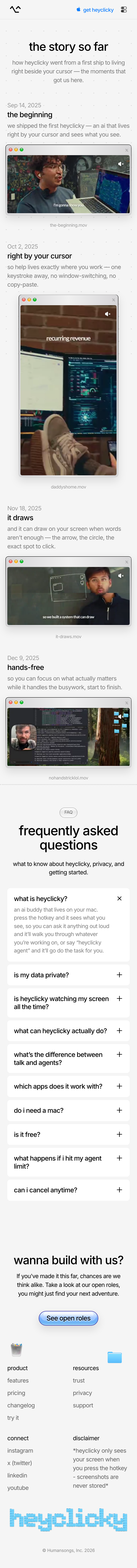 HeyClicky · About - mobile full page