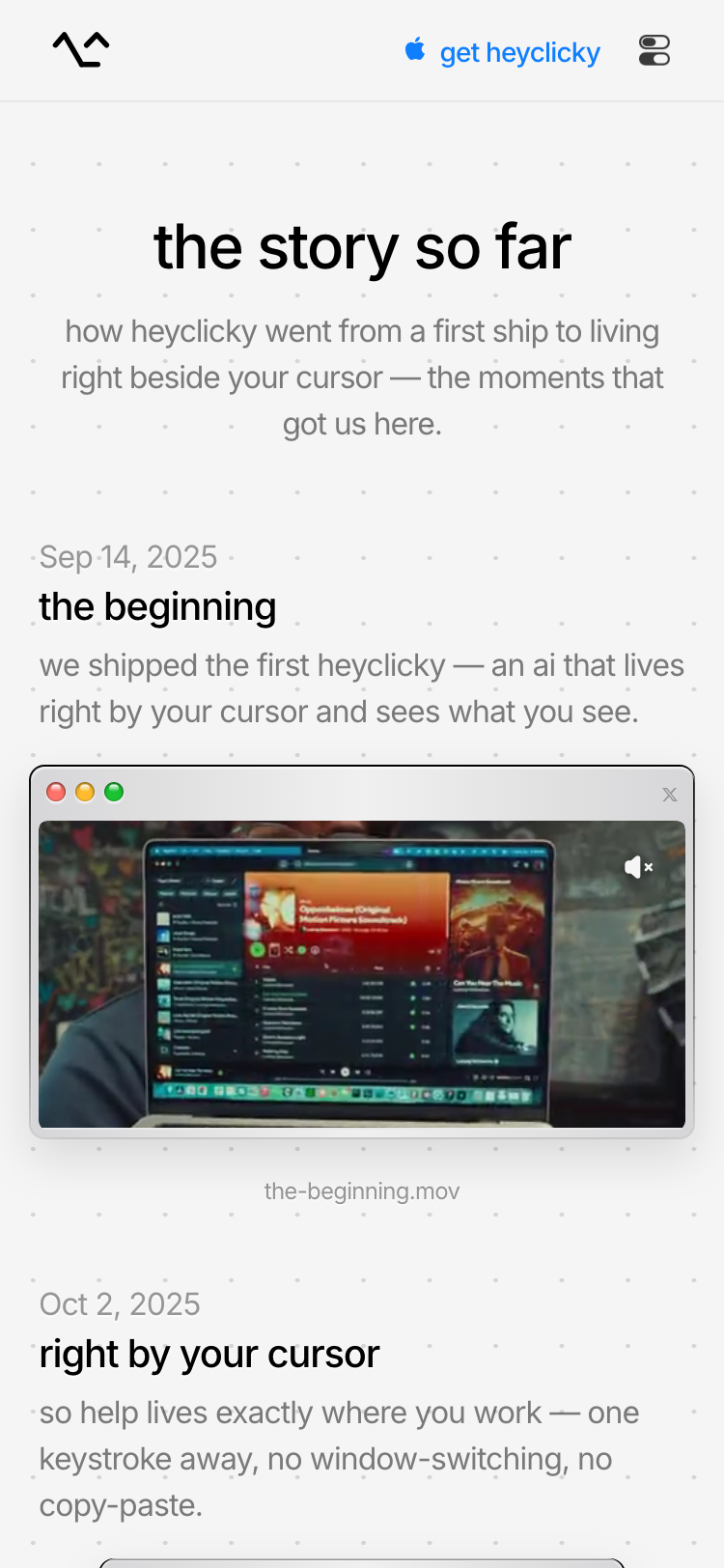 HeyClicky · About - mobile