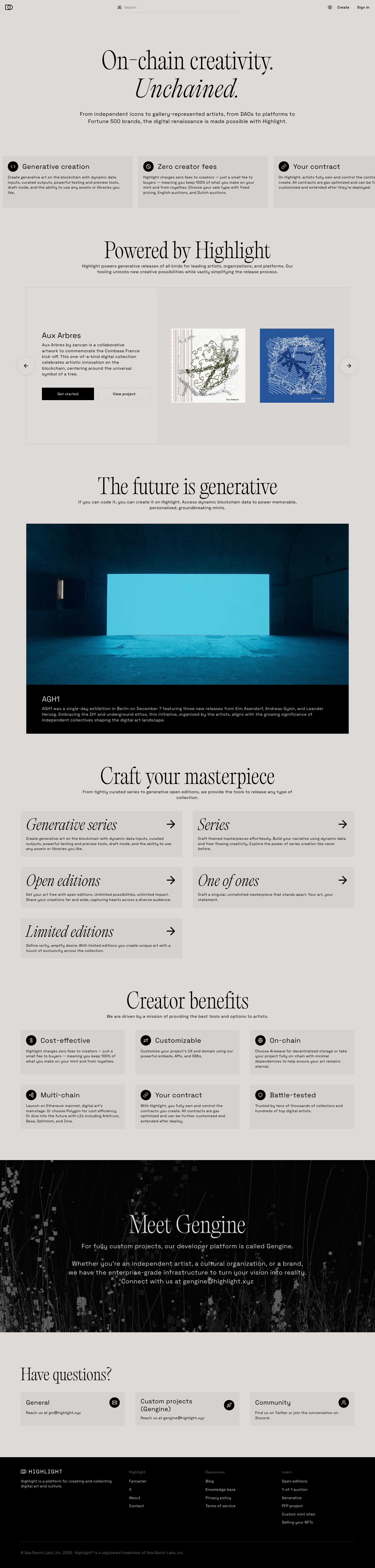 Highlight Xyz — About - full page scroll