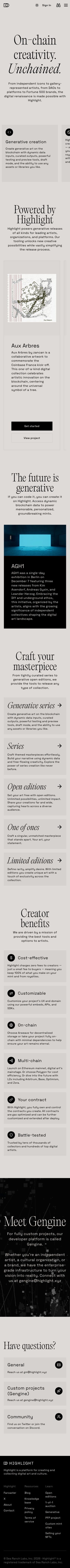 Highlight Xyz — About - mobile full page