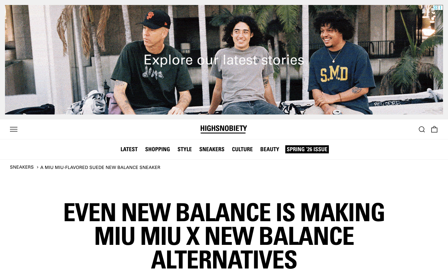 The page prioritizes visual impact with a large, atmospheric image and a clean, typographic layout. The overall feel is sophisticated and curated, emphasizing high-quality visuals and concise text.  ·  fashion media, style blog, luxury culture, editorial website, high fashion, sneakers culture, streetwear news, design website