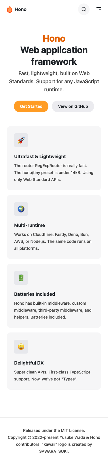 Hono - mobile full page