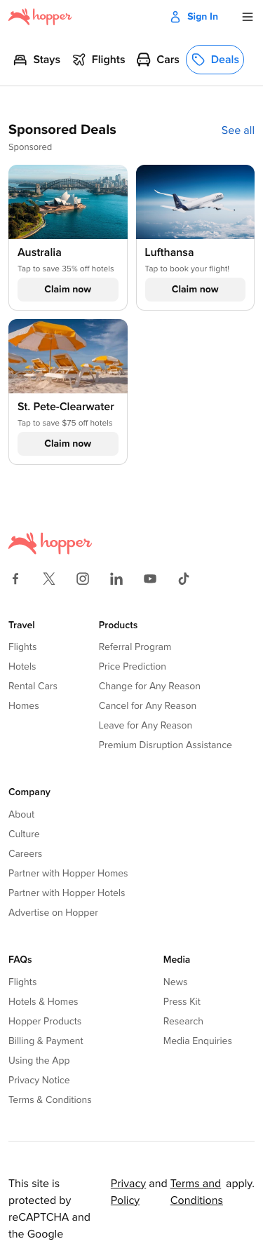 Hopper - mobile full page