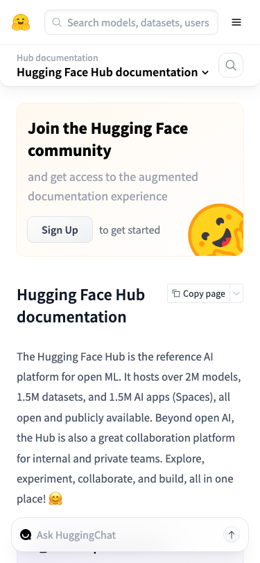 Huggingface — Docs - mobile