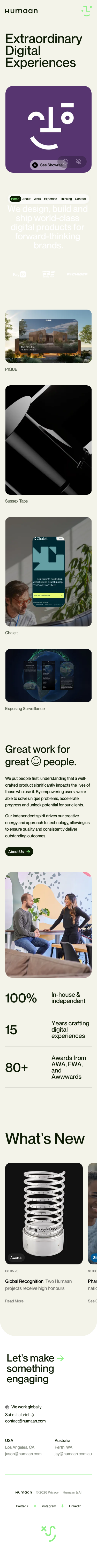 Humaan | Websites & Apps | Award-Winning Digital Agency - mobile full page