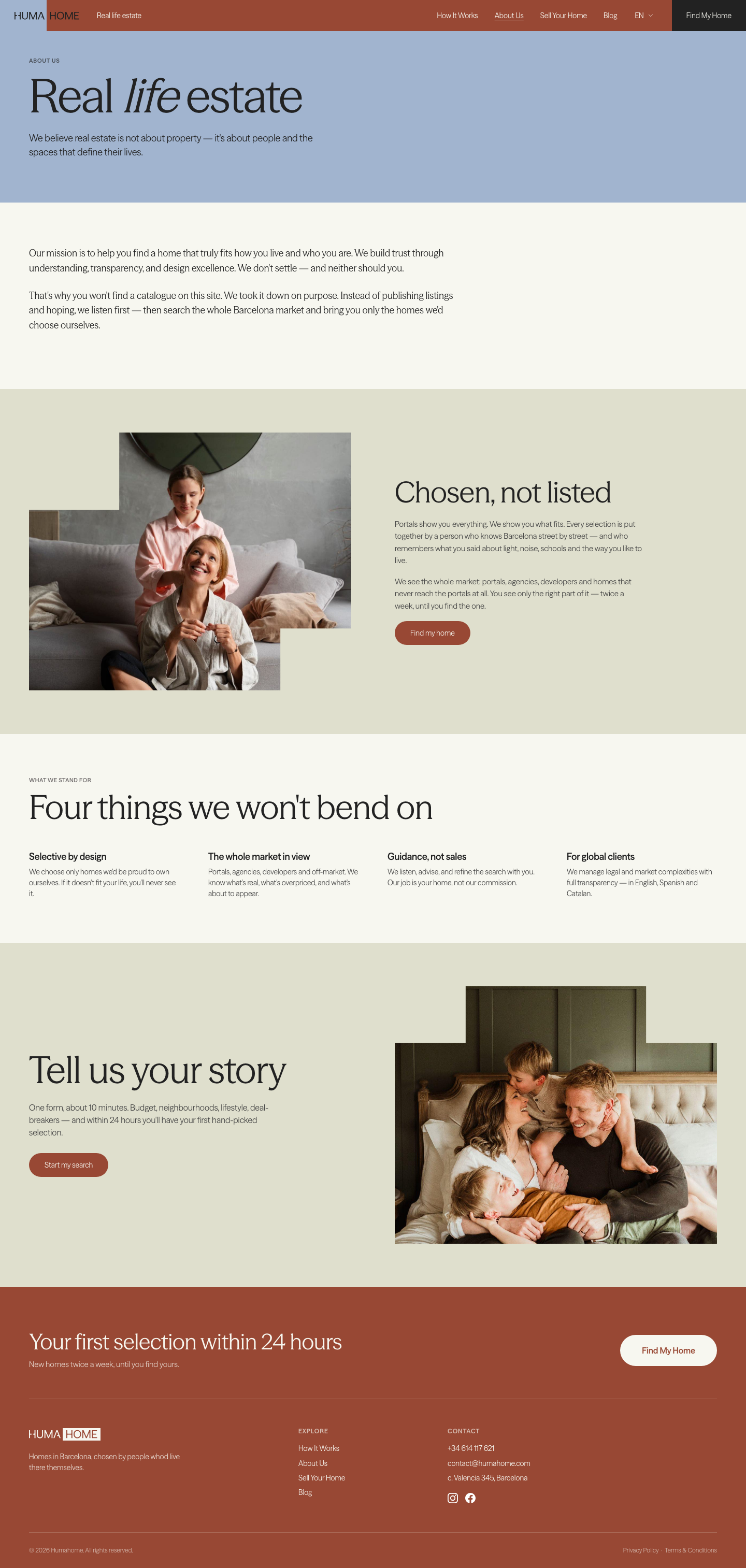 HUMAHOME · About - full page scroll
