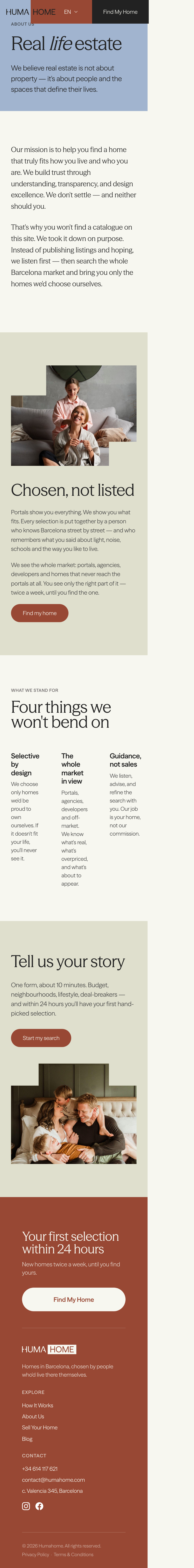 HUMAHOME · About - mobile full page