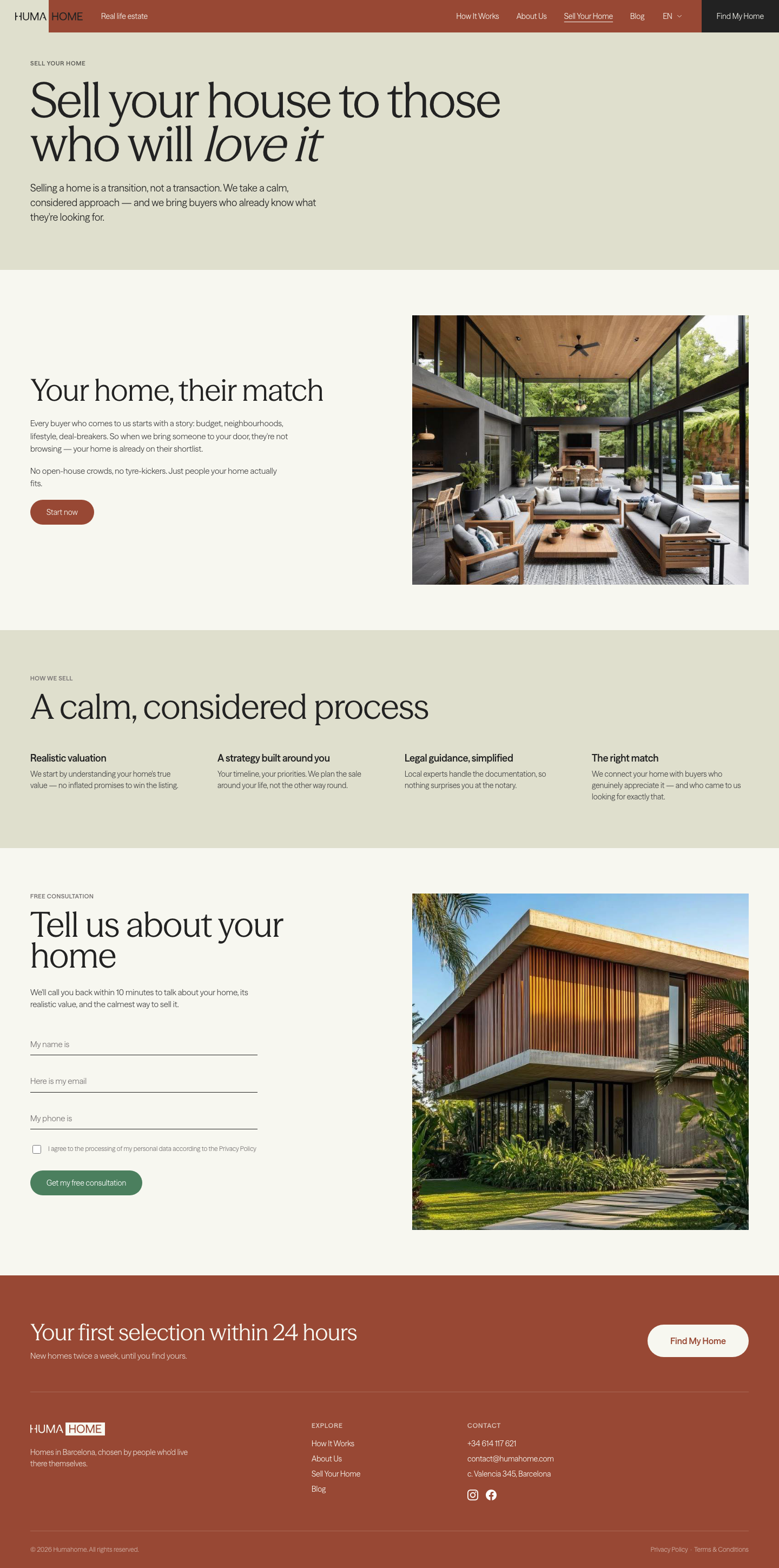 HUMAHOME · Sell - full page scroll
