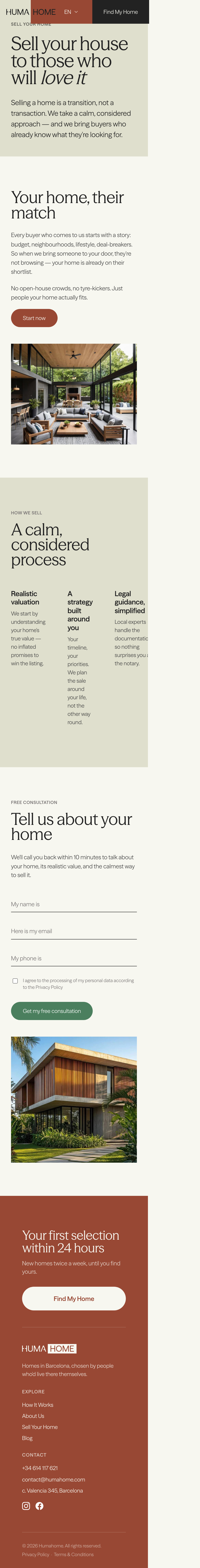HUMAHOME · Sell - mobile full page