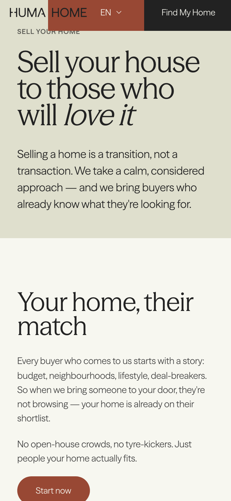 HUMAHOME · Sell - mobile
