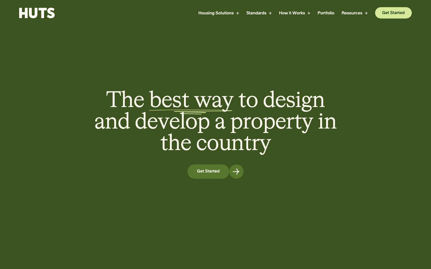 A high-contrast, single-color olive green background paired with elegant, oversized serif typography. The layout is centered and spacious, evoking a sense of quiet luxury and architectural intent. · architecture hero, earthy tones, serif display type, minimalist luxury, olive green website