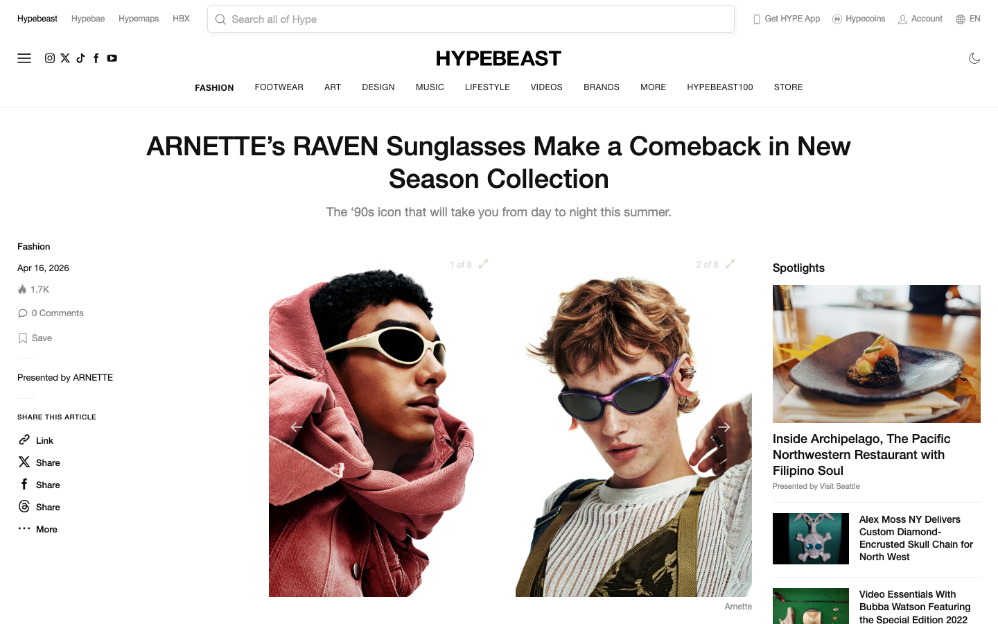 The layout prioritizes visual impact with a strong hero image and a grid of curated content. Typography is clean and assertive, creating a sense of considered presentation. The overall feel is sophisticated and authoritative. · fashion media, lifestyle editorial, design portfolio, luxury goods, menswear, streetwear, art culture, online magazine, curated content, visual culture