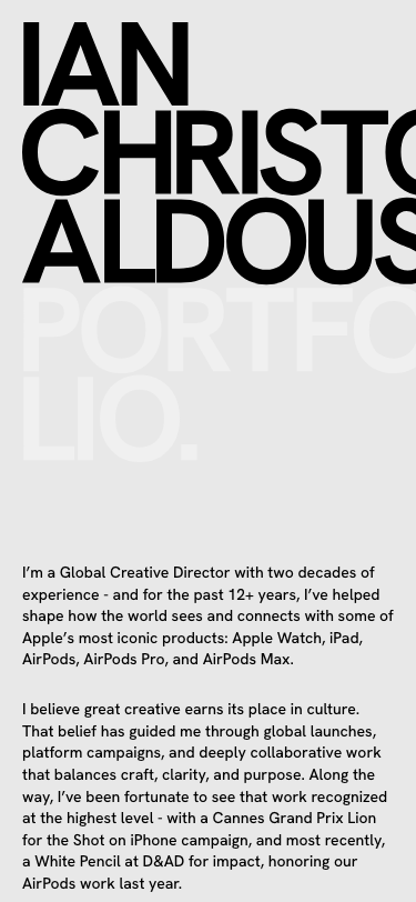 Creative Director - Ian Aldous - mobile