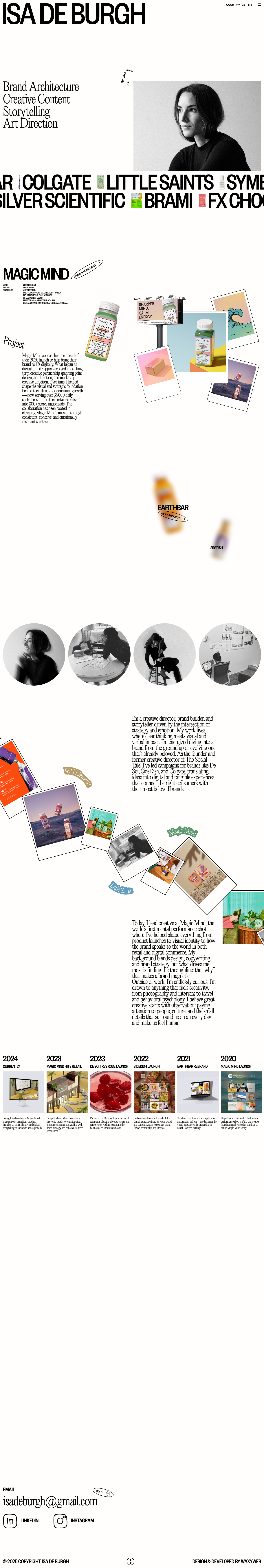 Isa de Burgh – CPG Brand Architect & Creative Director - full page scroll