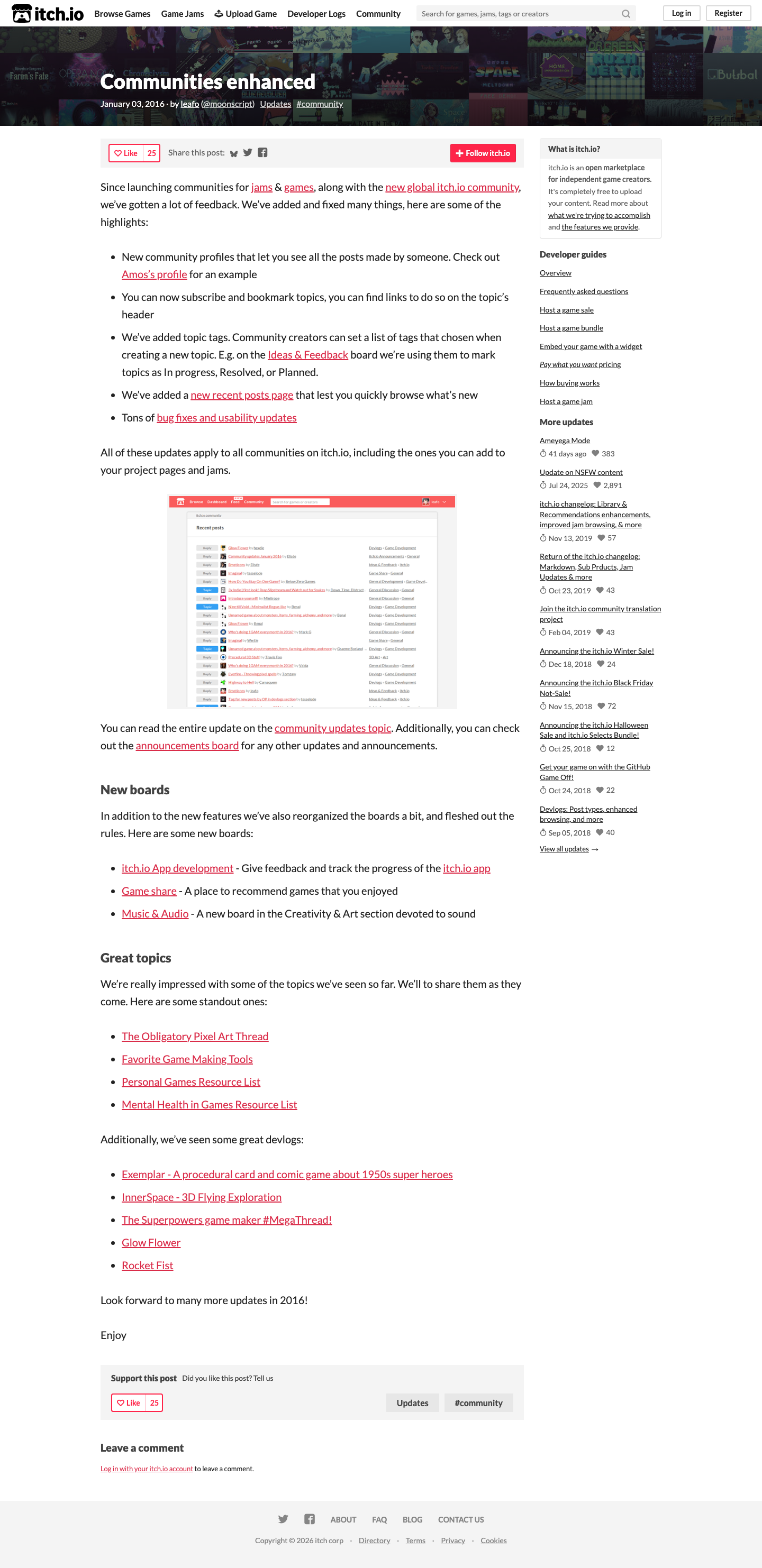 Itch - full page scroll