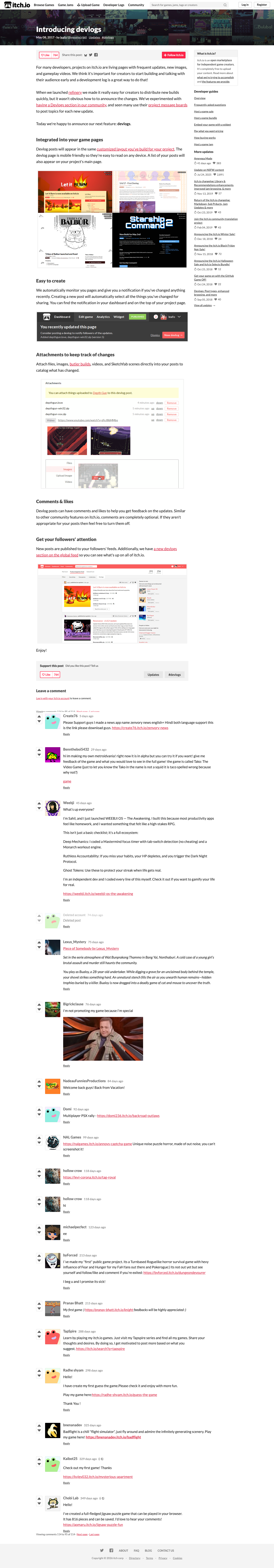 Itch - full page scroll