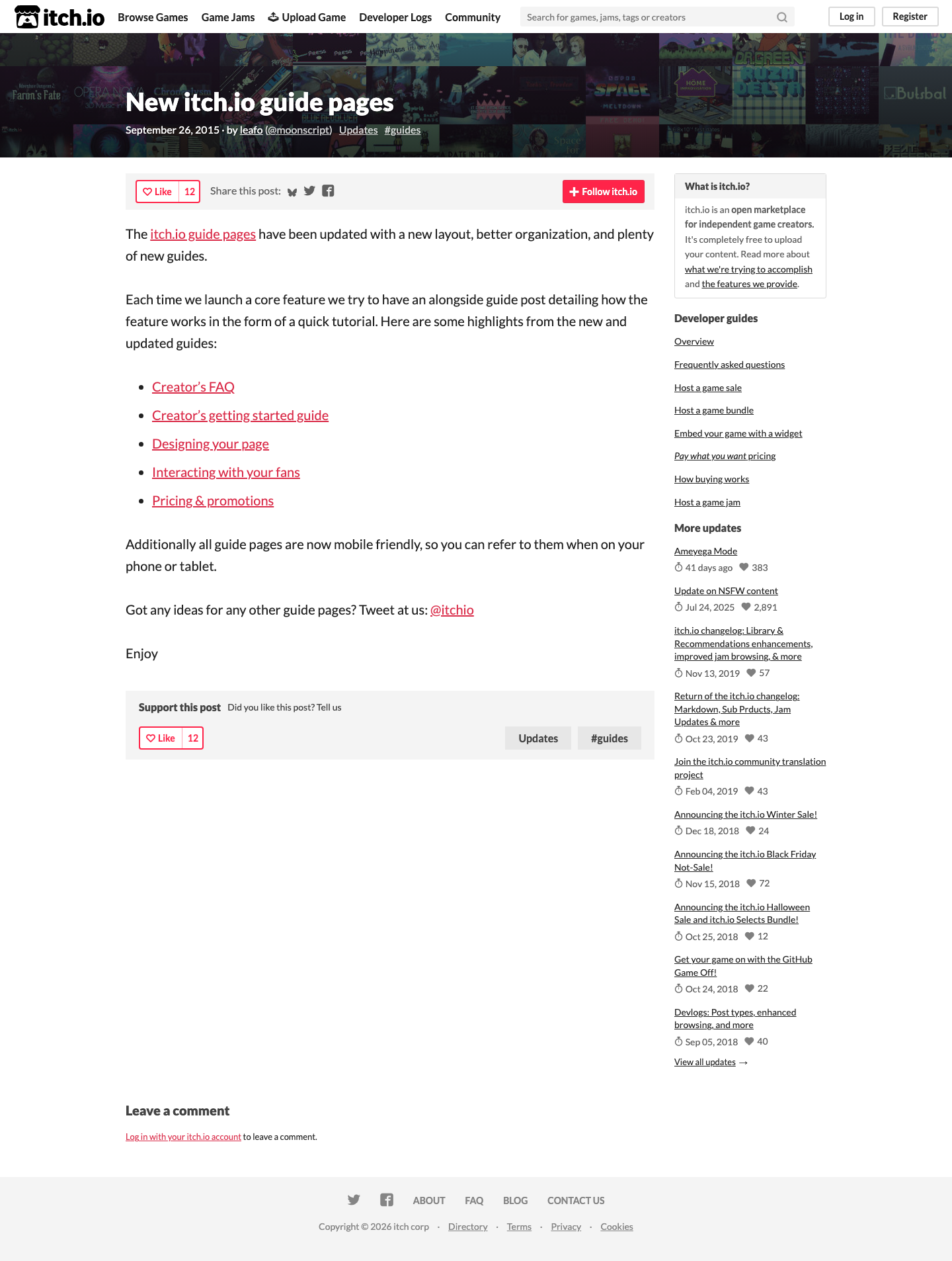 Itch - full page scroll