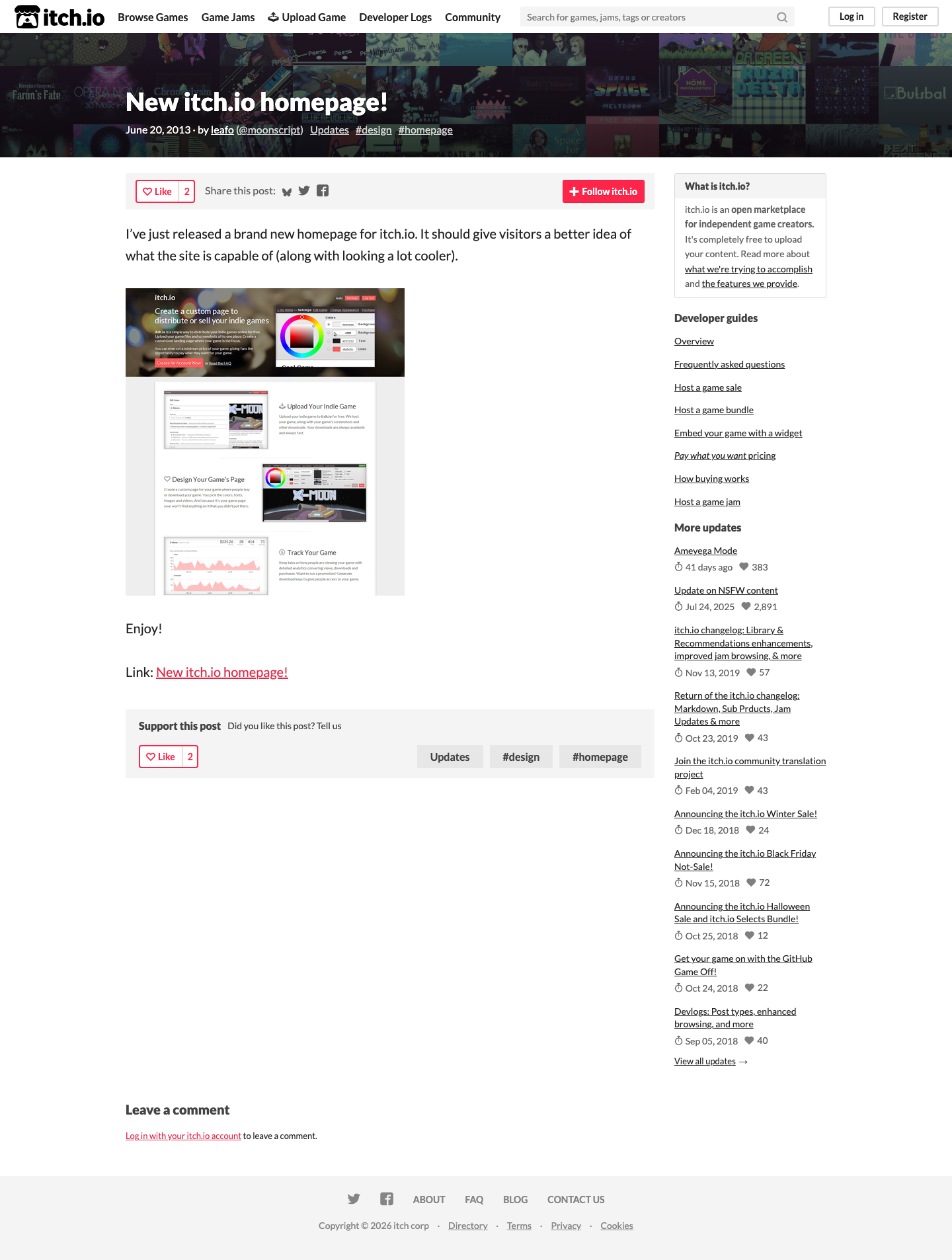 Itch - full page scroll