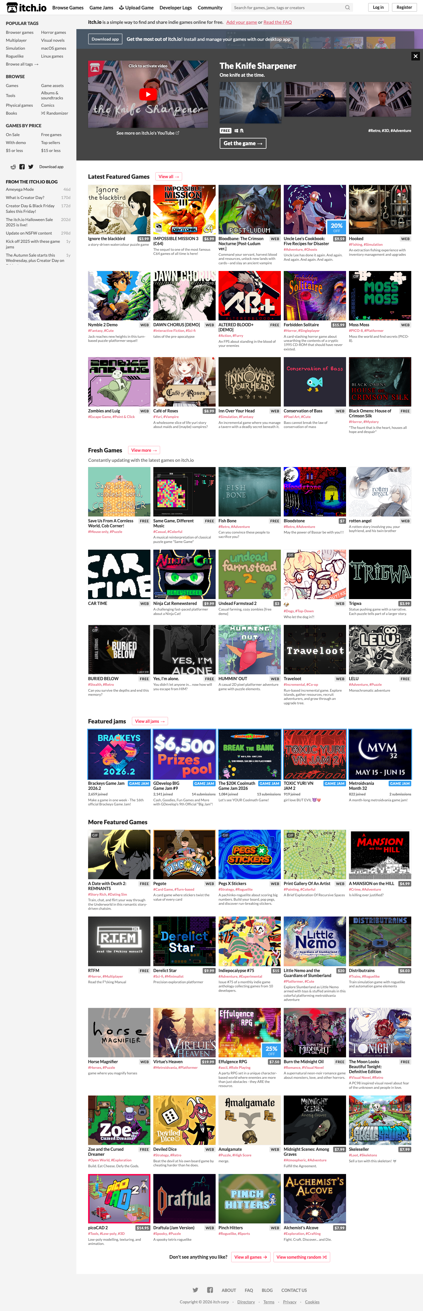 Itch - full page scroll