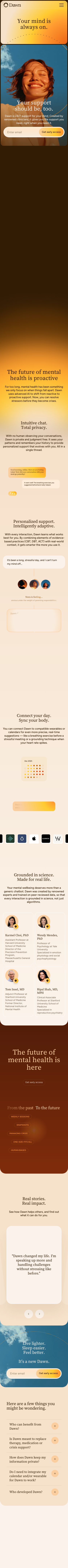 Dawn: AI for Mental Health | 24/7 support for your mind - mobile full page