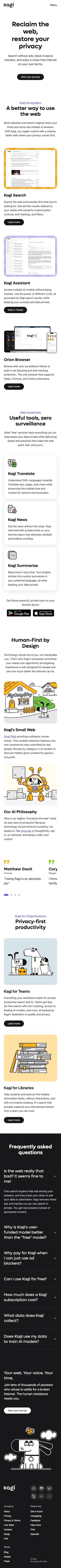 Kagi — About - mobile full page
