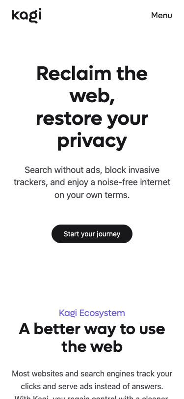 Kagi — About - mobile