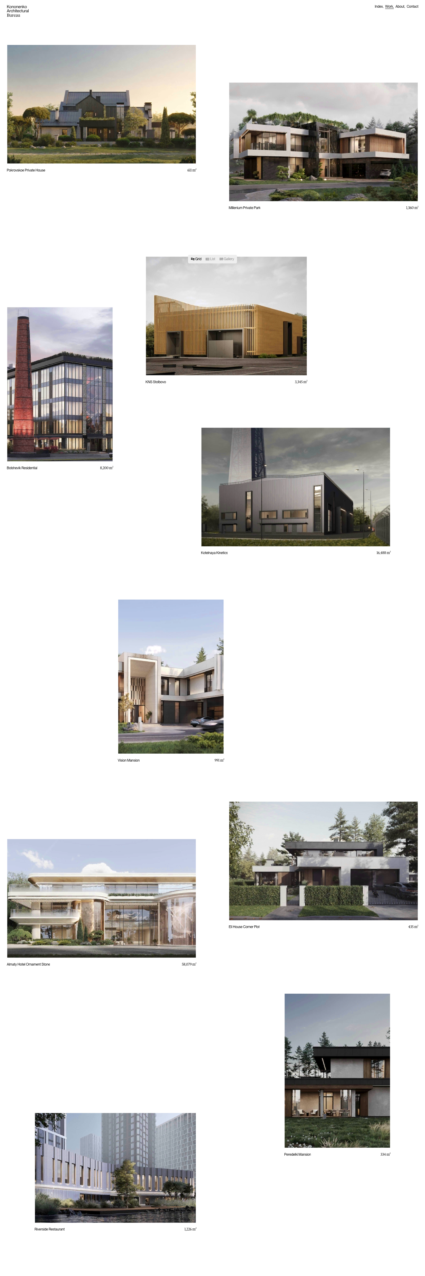 Kononenko Architectural Bureau · Work - full page scroll