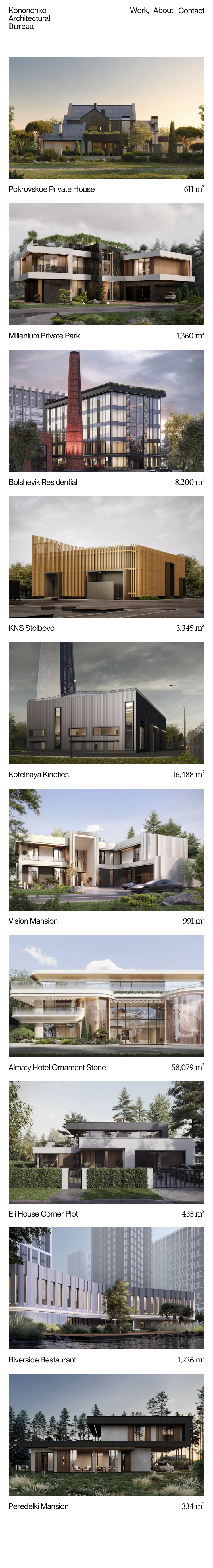 Kononenko Architectural Bureau · Work - mobile full page