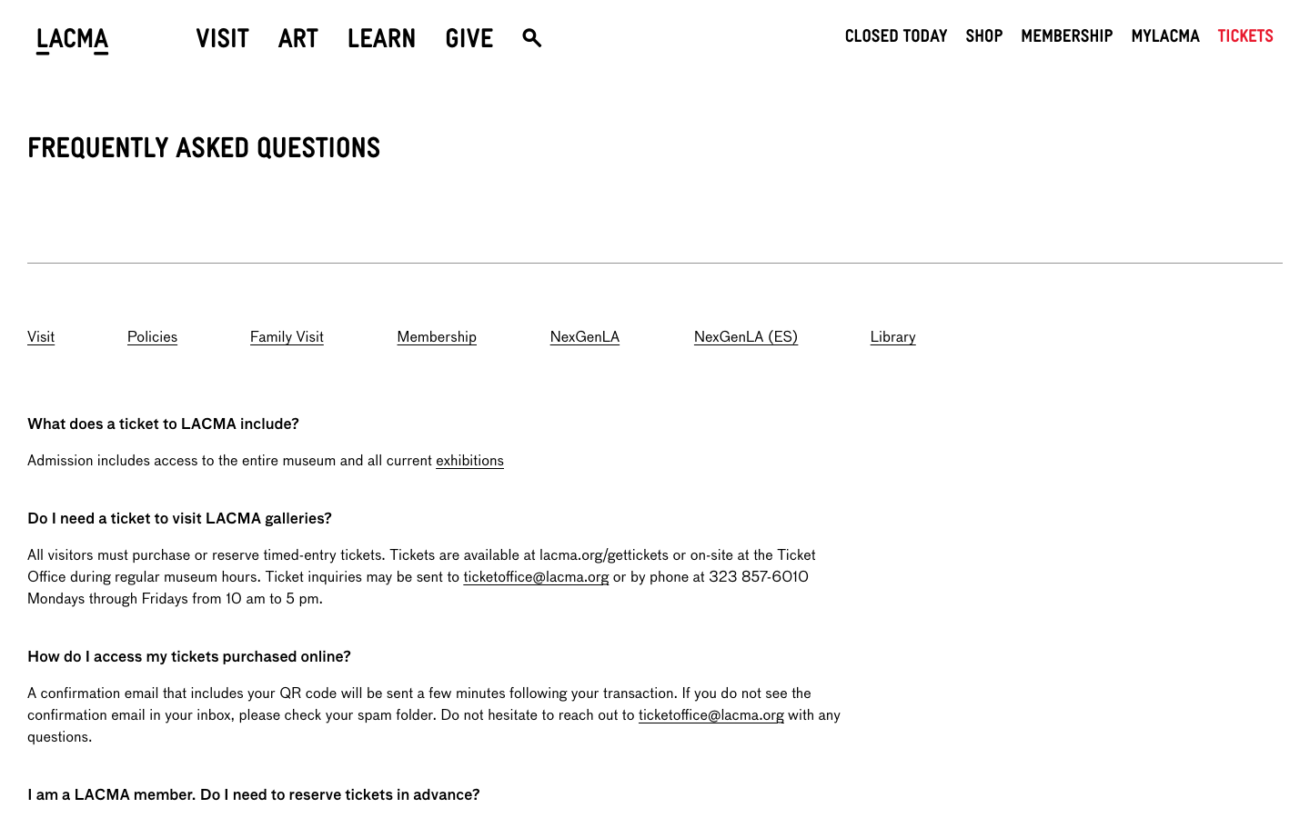 The page prioritizes a striking visual introduction of the building, using a full-bleed image and minimal text. The overall feel is clean and sophisticated, emphasizing the architectural form. · museum architecture, lacma galleries, modern building, urban landscape, cultural institution, los angeles, art museum