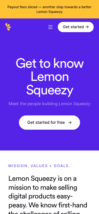 Lemonsqueezy — About - mobile